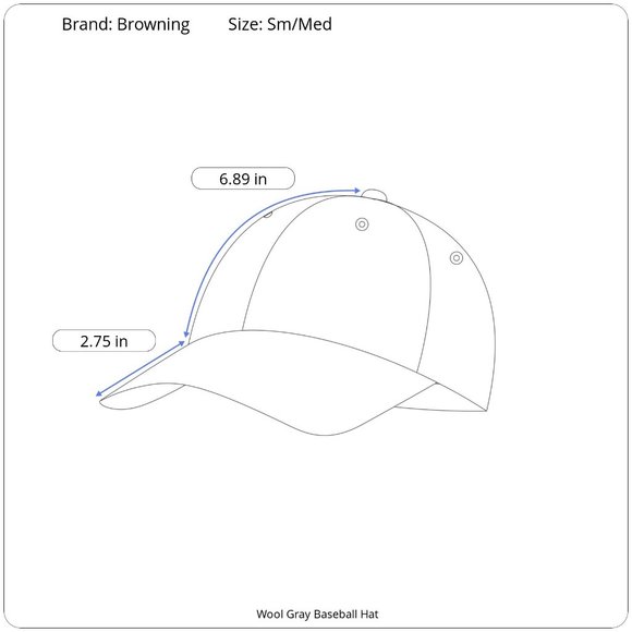 Browning Gray Wool Meshback Baseball Hat Men's Small Medium - Picture 10 of 10